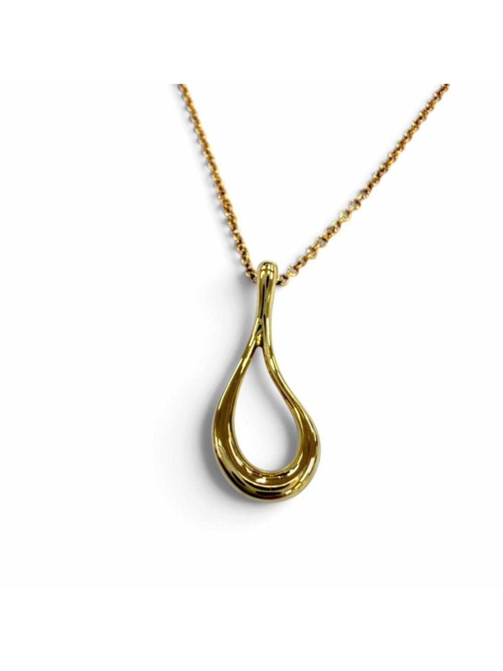 Tiffany & Co Open Teardrop Pendant Yellow Gold Necklace